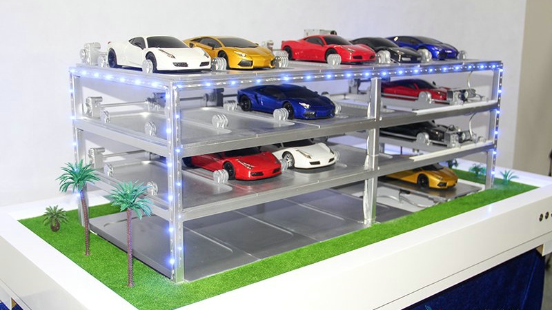 工業機械模型-展示展覽模型車庫模型4層6列升降橫移車庫模型